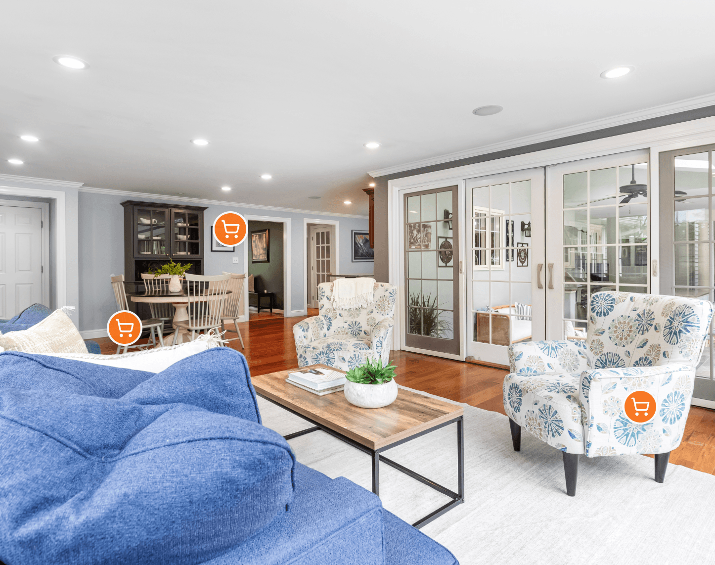 Elegant room with stylish furniture arrangement